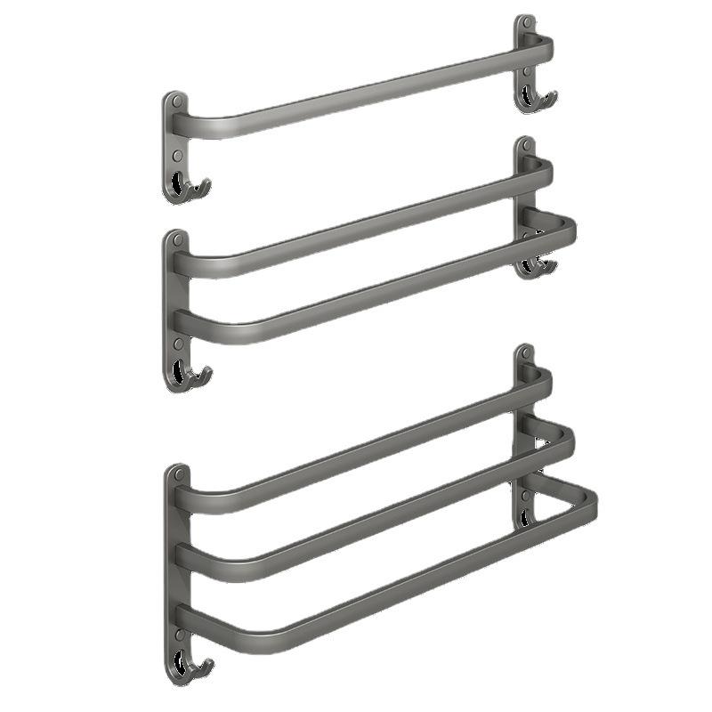 Gunmetal No-Drill Wall-Mounted Towel Rack for Bathroom Storage