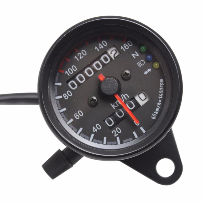 Universal Motorcycle Speedometer Odometer 12V Motorcycle Dual Speed Meter with LED Indicator