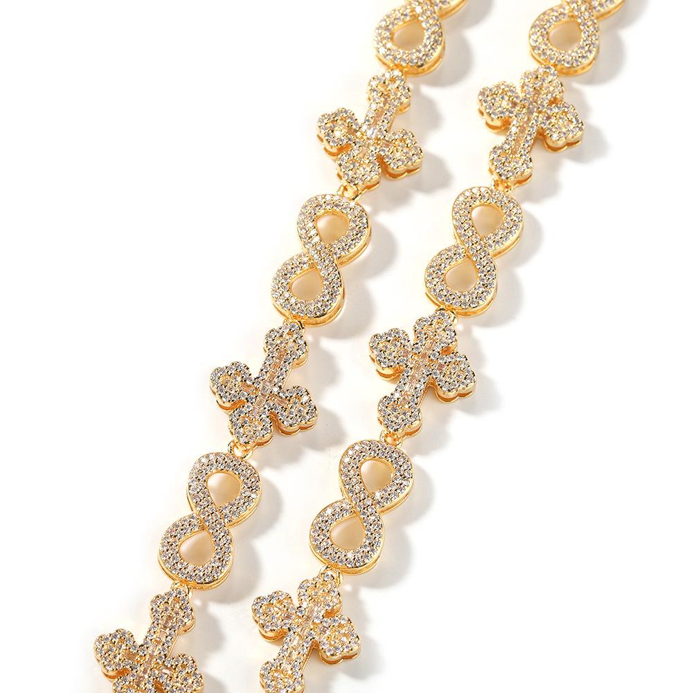 Hipster Necklace Diamond Cross 8-character Chain Personalized Men's Jewelry