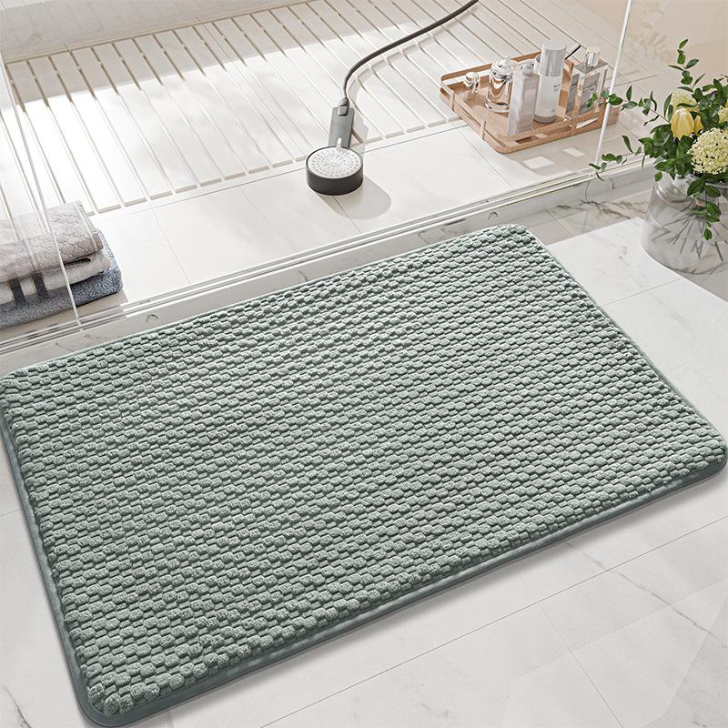 Corduroy Sponge Bath Mat, Soft Rebound Particle Plush Bathroom Rug, Comfortable Absorbent Non Slip Floor Mat