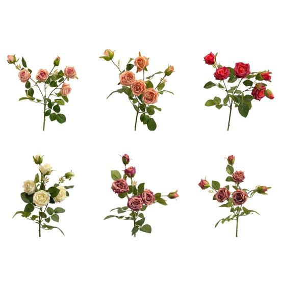 Artificial Roses Flowers for Flower Arrangement Realistic Fake Rose Branches with 4 Head Blooms And 2 Bud for Party Wedding Centerpiece Home Table