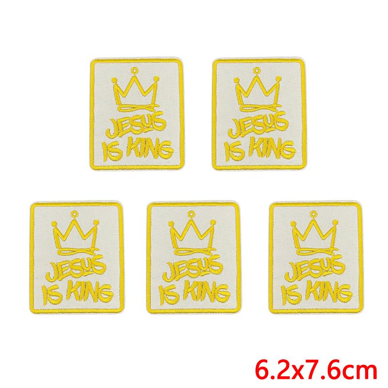 5pcs Wholesale Cartoon Jesus Embroidered For Clothes Iron On Patches For Clothing Hats Backpack Jackets Sew Embroidery Badges