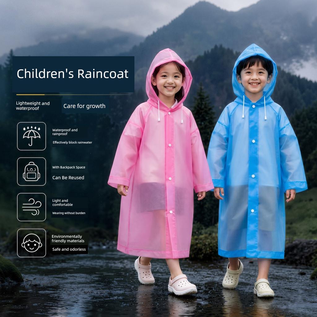 Non-Disposable Raincoat for Children, Can Be Worn over School Bags, Suitable for Boys and Girls, Waterproof, Rainstorm-Proof, Thickened Outdoor