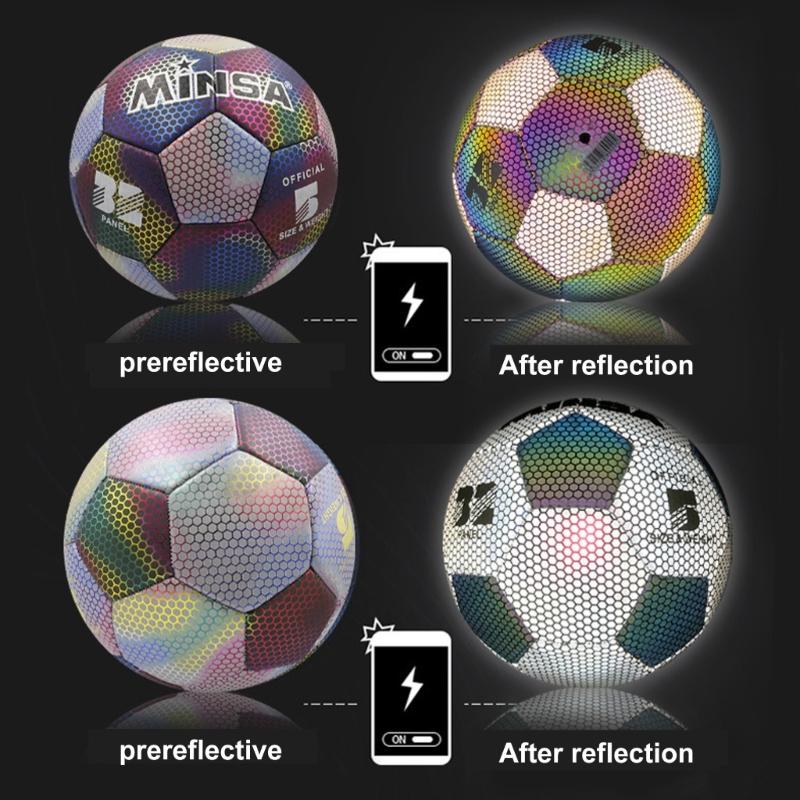 Outdoor Sports Reflective Football Indoor and Outdoor Training Balls Luminously Colorful Soccer Balls for Adult Training