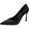 Fashion New Soft Leather Black Professional High Heels Female Stiletto All-match Flight Attendant Single Shoes Work Shoes Zaptos Mujer