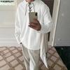 INCERUN Men Lace-up Neck Long Sleeve Casual Loose Undershirts Basics Tops