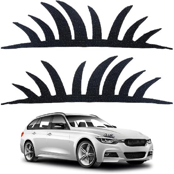 SUPERFINDINGS 2pcs Car Headlight Eyelash Stickers White Diamond False Cute Rhinestone Sparkling Diamond Car Eyelid Decoration