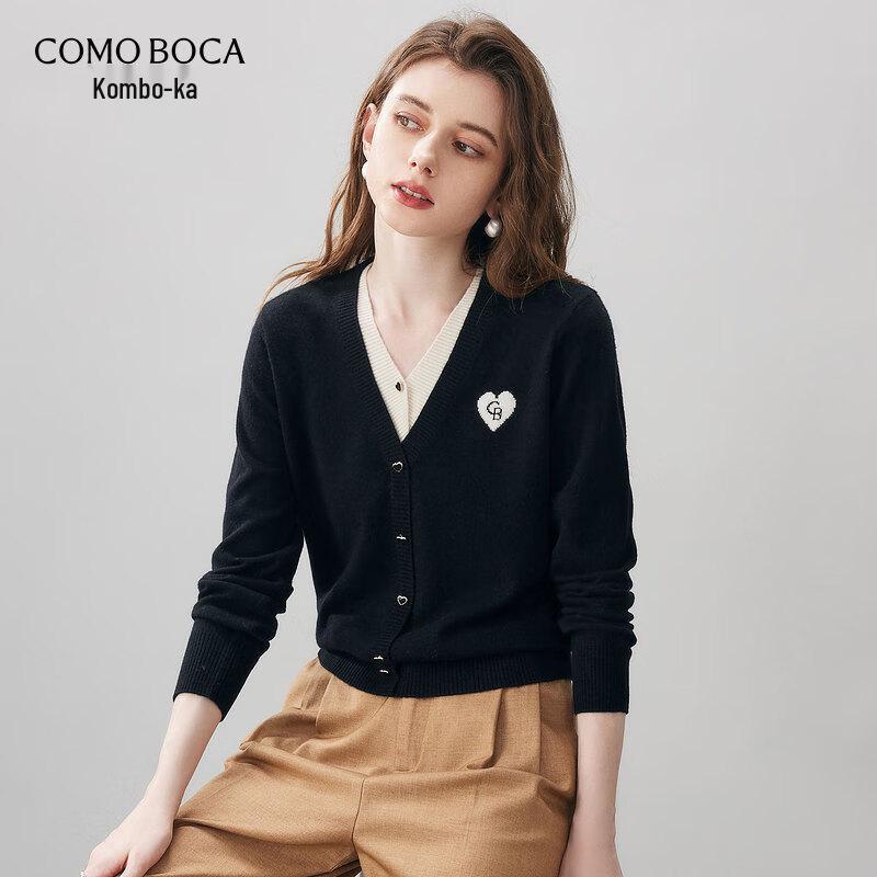 

Women s 100% Wool Color-Block V-Neck Faux Two-Piece Knit Sweater XL