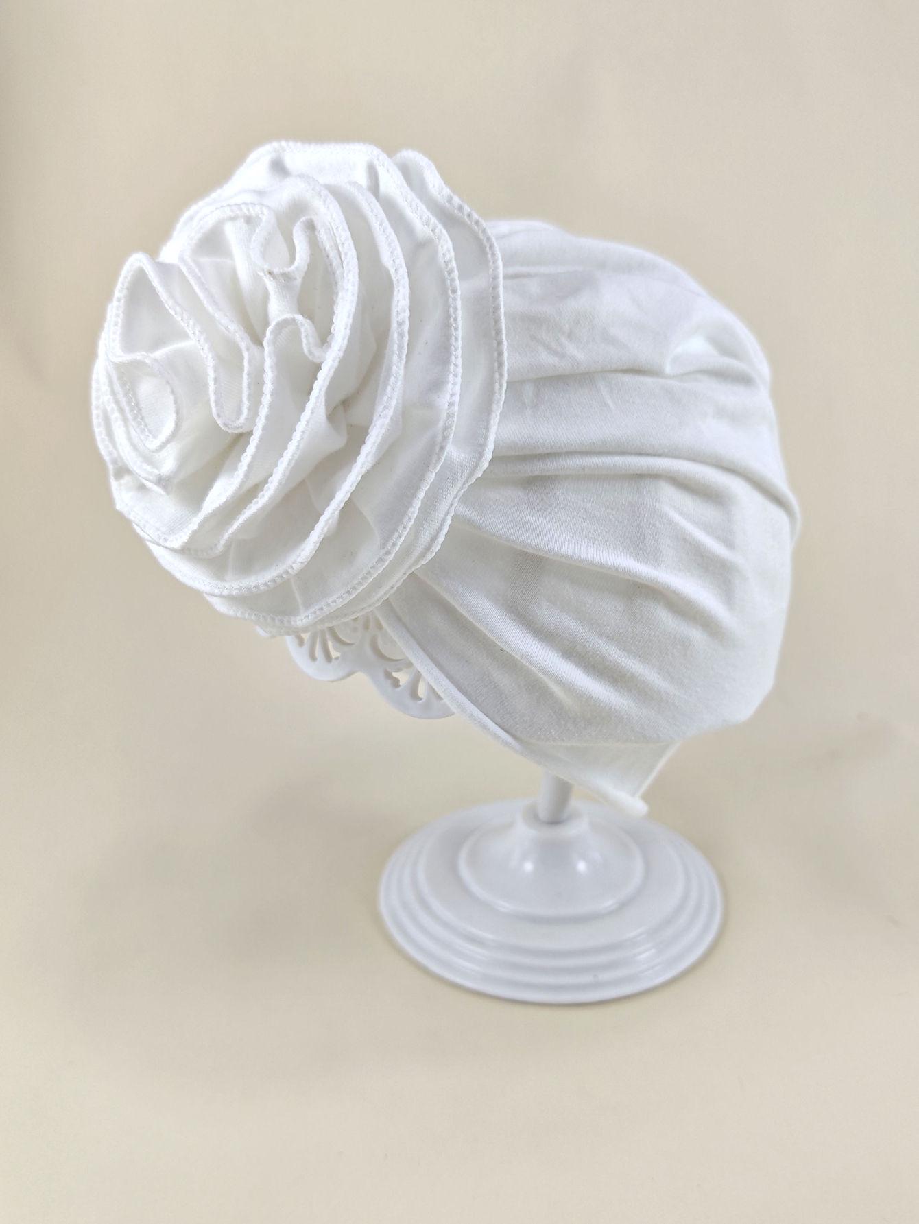 

Adorable Floral Hat for Babies 3-12 Months - Newborn & Toddler Girl Cap with Large Flower Headband One Size