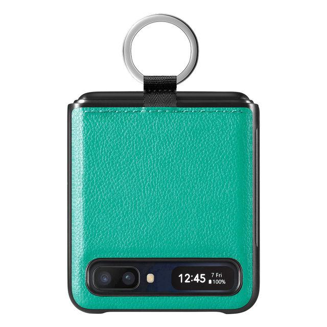 Schlanke Fingerringhalter-Ledertasche für Samsung Galaxy Z Flip 3 Flip4 Flip 4 Flip3 5g Anti-Drop-Falt-Handy-Abdeckung Fundas