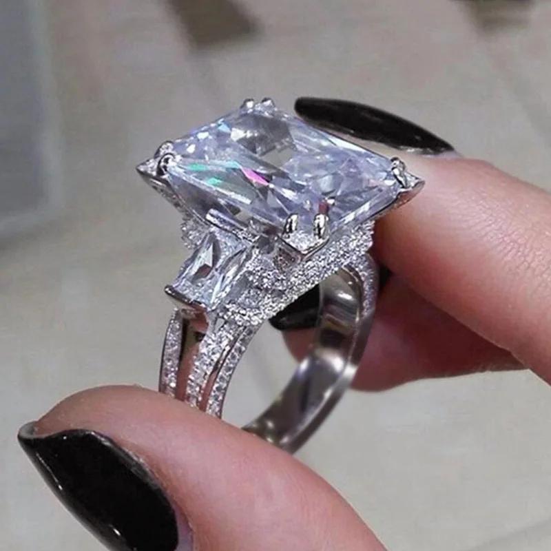 

2026 Gorgeous Big Square Crystal Cubic Zirconia Wedding Rings for Women High-quality Copper Plated Engagement Trendy Zircon 6