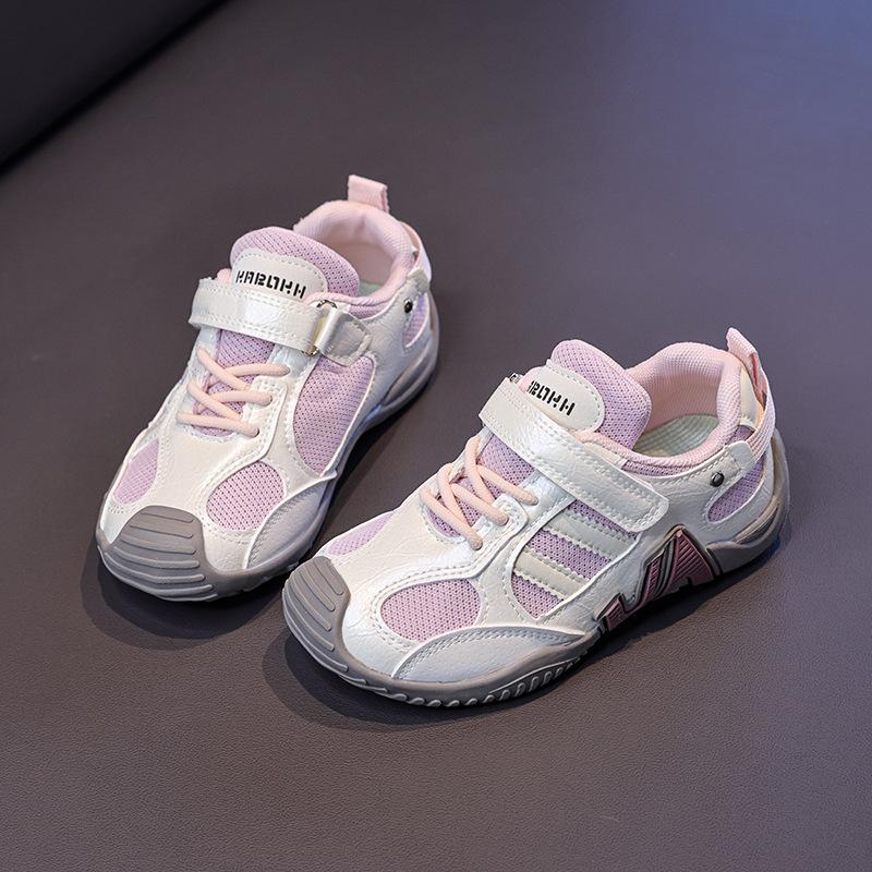 Kids Breathable Mesh Hook And Loop Sneakers Anti Collision Toe Casual Shoes 26
