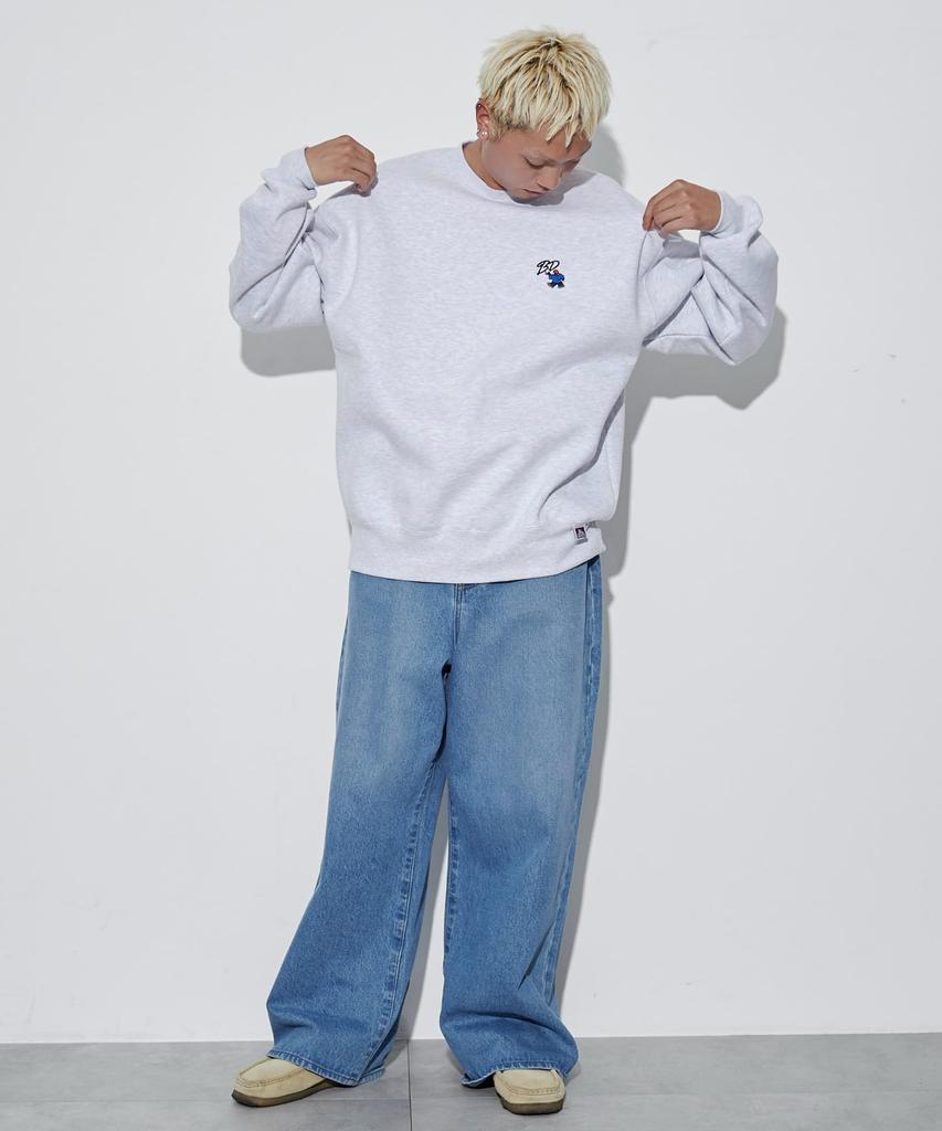 WEGO BENDAVIS Pullover Sweatshirt with Perfect for Fall and Size Ash Gray Men's Custom-Made One-Point Design, Oversized, Simple, Winter, Gift, M,