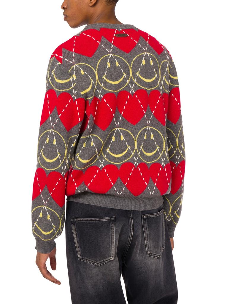 MOSCHINO Smiley Blended Knit Grey_Men