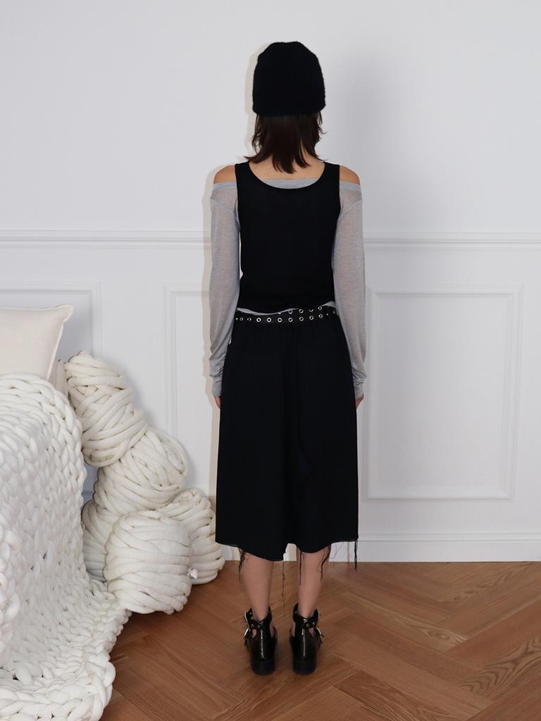 MEENDERI 2Way Sheer Layered Top - Black