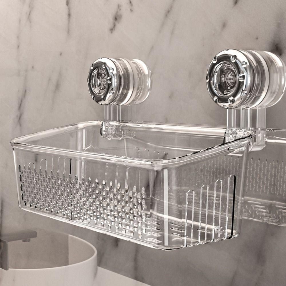 Transparent Draining Basket Large Capacity Wall Mounted Storage Rack Makeup Organizer  for Home