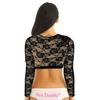 Women's Sexy Tops Lace Mesh See Through Long Sleeves Crop Tops Short Blouse T-shirt Clubwear Streetwear