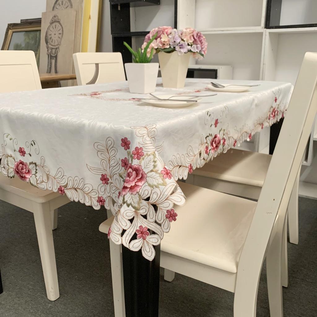European Pastoral Embroidery Tablecloth Hollow Jacquard Fabric Household Coffee Table Mat Table Mat Heat Insulation Table Cloth