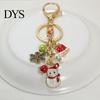 Elk Key Accessory Christmas Santa Oil Dripping Keychain, Enamel Snowman Reindeer Keychain Tree Keyring Pendant, Handbags Backpacks Purse Charm Metal