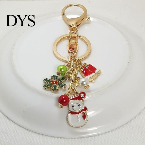 Elk Key Accessory Christmas Santa Oil Dripping Keychain, Enamel Snowman Reindeer Keychain Tree Keyring Pendant, Handbags Backpacks Purse Charm Metal