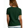 Women's Casual Color V-neck Short-sleeved T-shirt With Decorative Buttons.