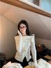 Korean Chic One-Shoulder Long-Sleeve Knit Top - Autumn/Winter Elegant Design for Women