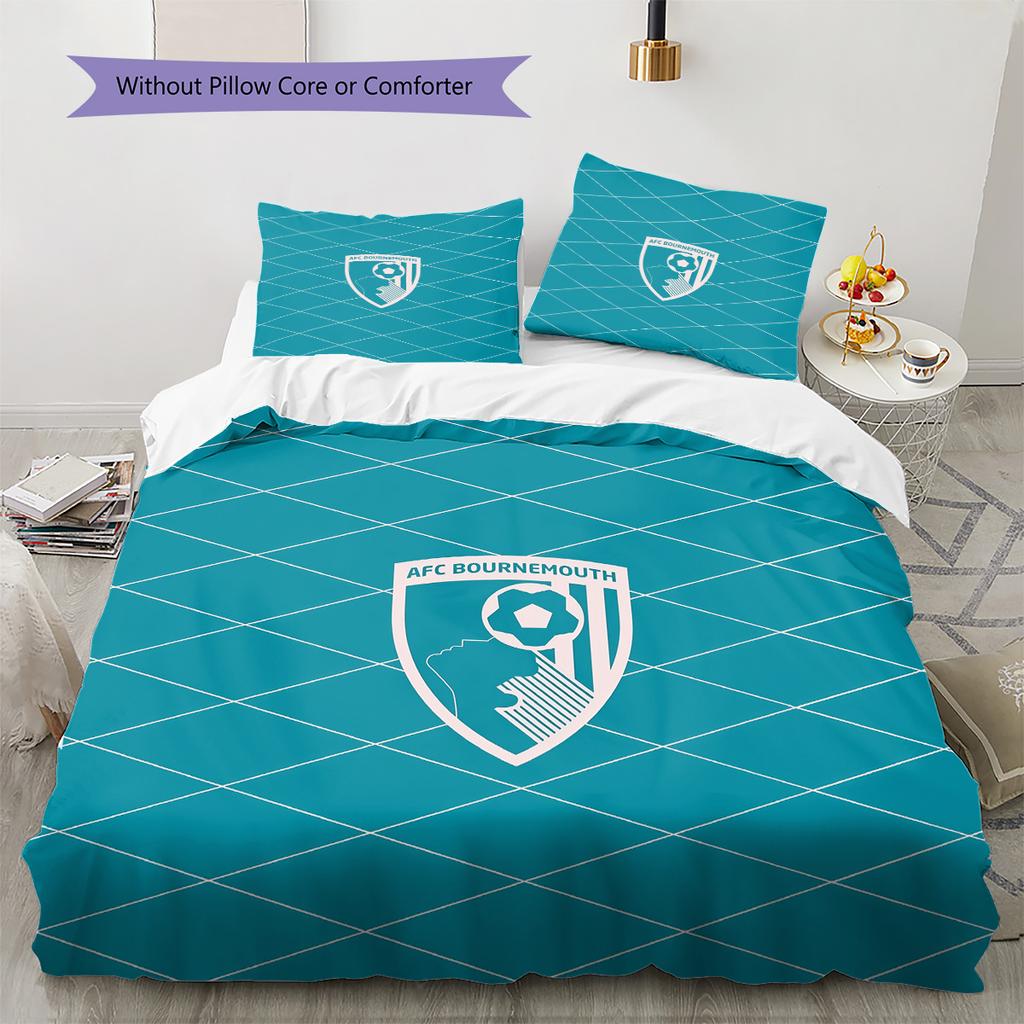 Set Copripiumino Trapuntato con Motivo AFC Bournemouth Decorazione per la Casa Regalo (1 * copripiumino + 2 * federe senza imbottitura)