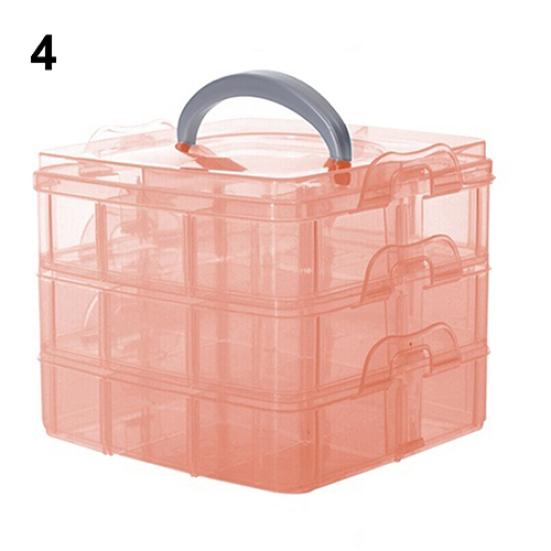 Plastic 3 Tiers Portable Detachable Storage Box Transparent Container Organizer