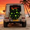 Polyester Fiber Car Tire Cover, Starlight Green Star Pattern Artistic Texture, Fits SUV/Sedan/Pickup Spare Tire Protection Sleev