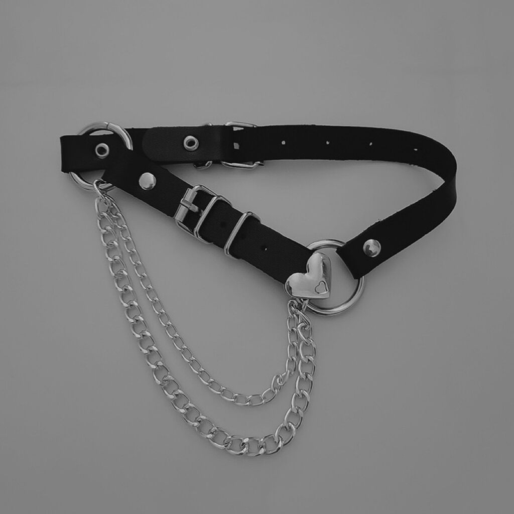 Dark Wind Love Belt Buckle Chain Collar Collar Chain Punk Bouncy Chocker Collarbone Chain Necklace Jk Leg Ring