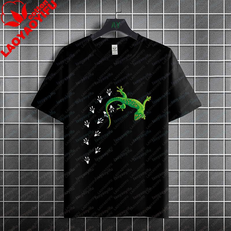 Unisex Unisexs Casual Attire For Geckothemed Streetwear Outfits Pure Cotton Short Sleeve Round Neck Fashion Tshirt
