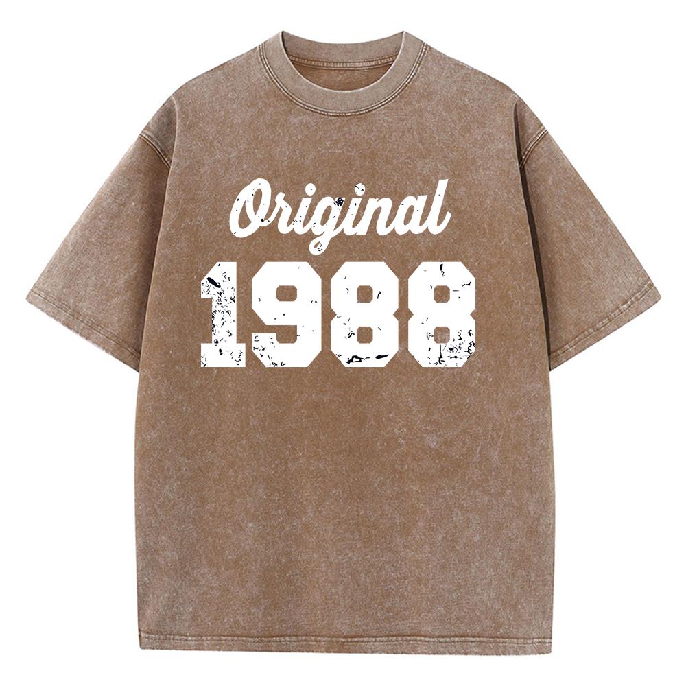 Original 1988 Weiß bedrucktes Herren-T-Shirt Passform Mode-Tees Freizeit Alltags-T-Shirt Kleidung Zuhause Kurzarm