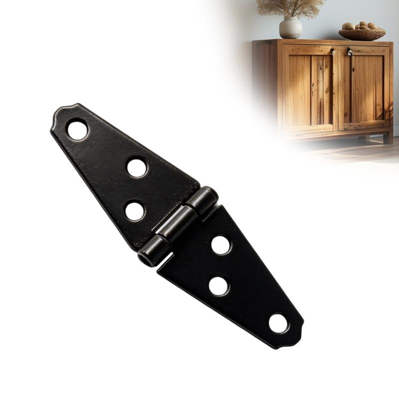 6Pcs Decorative Strap Hinge Black Shed Door Gate Hinges Heavy Duty Door Hinges with Screws for Fence Wood Gate Cabinet Door