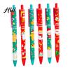 Christmas Season Gift Pen 6Pcs Gel Pens Various Festive Patterns Push-Type Joyful Writing Tool Stationery Supplies Party Favors Tree Design