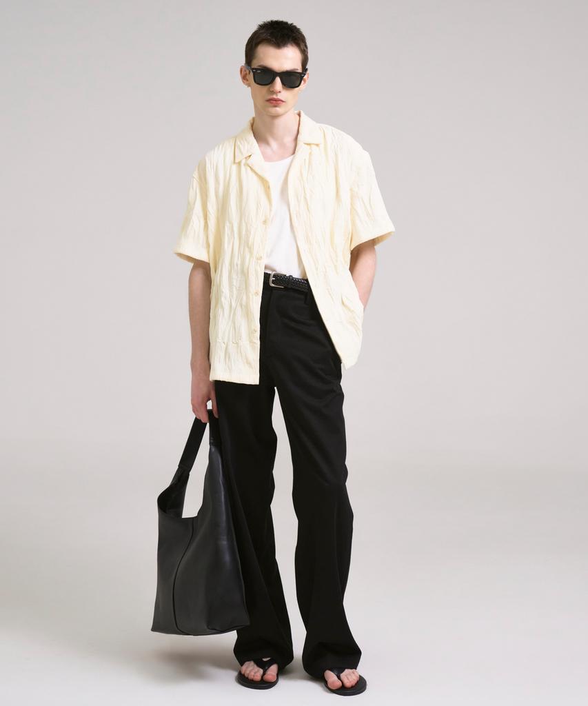 SSIN AND LEE Coastal Crinkle Open Half Shirt Ivory