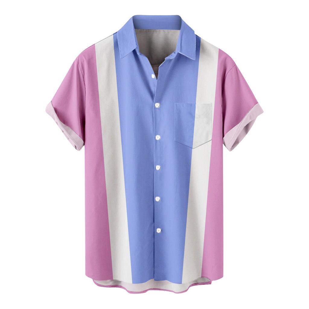 Men'S Casual Lapel Beach Holiday Wear Fashion Shirt Hawaiian Short-Sleeved Shirt