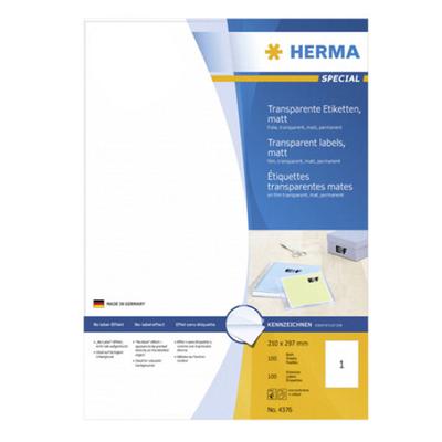Etiquetas Transparentes Mate Herma A4 100 unidades (210x297mm)
