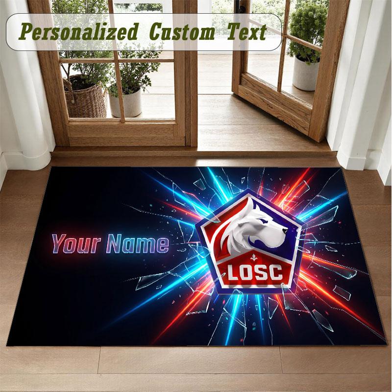 Crystal Velvet Square Rug Custom NameLOSC Lille FC Pattern Non Slip Home Floor Decor Rug
