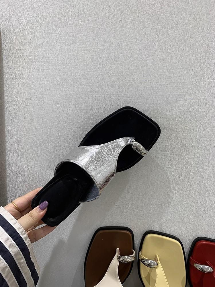 

Wedge heel cover toe cool slippers fairy shoes wear 2025 new summer red with skirt vacation sandals 39 серебряный