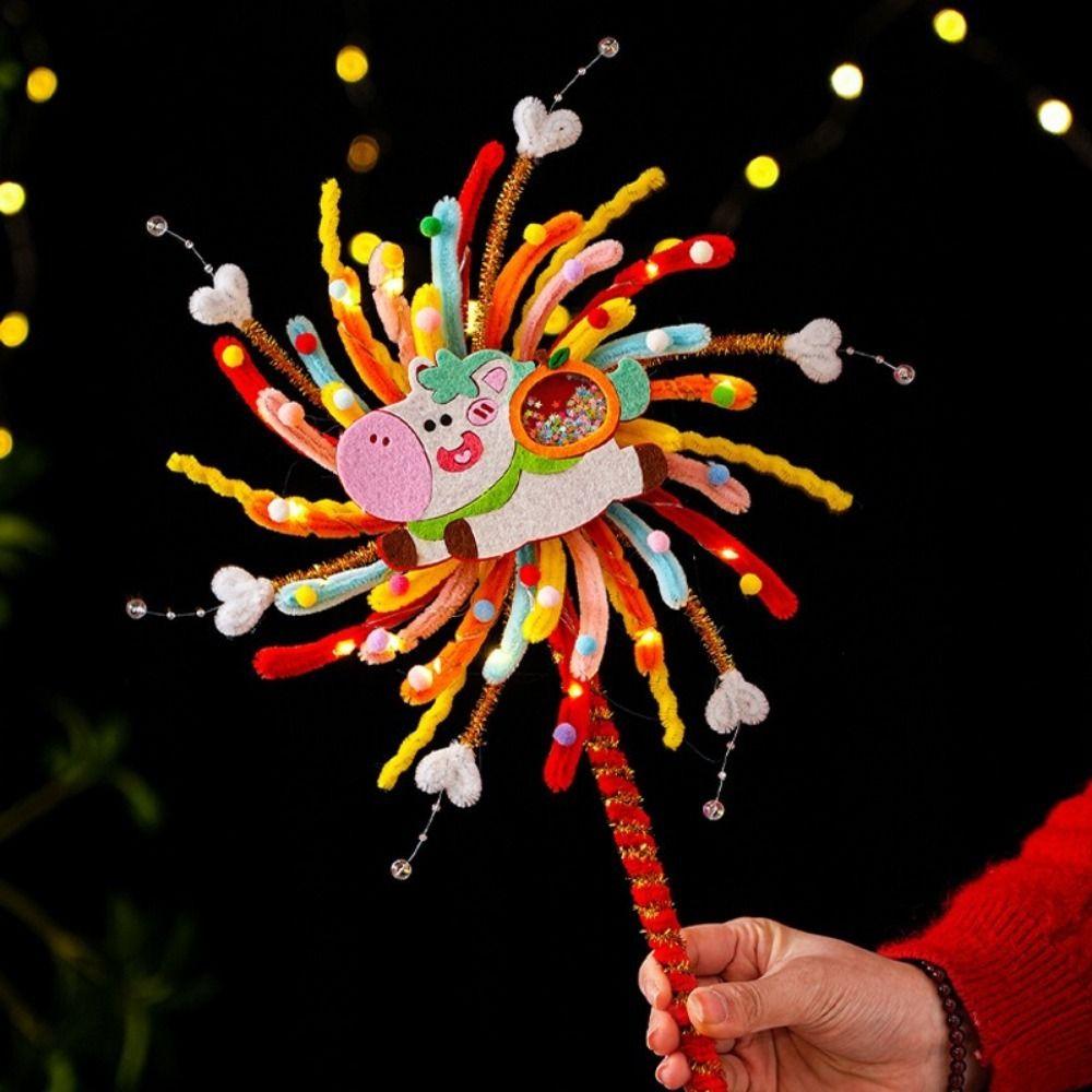 Twister Stick Glowing Rotating Lantern Unfinished DIY Material Kit Rotating Lamp Cute Cartoon Spinning Horse Lantern DIY