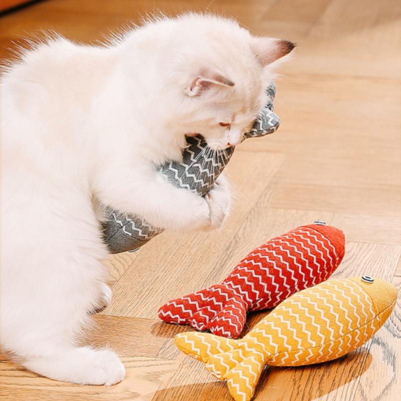 Pet Cat Toy Small Fish Shape Linen Fish Containing Catnip Toy