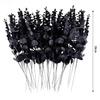 Artificial Black Eucalyptus Leaves Branches Stems Silk Fake Leaf Plant Floral Bouquet DIY Home Halloween Party Decor Supplies
