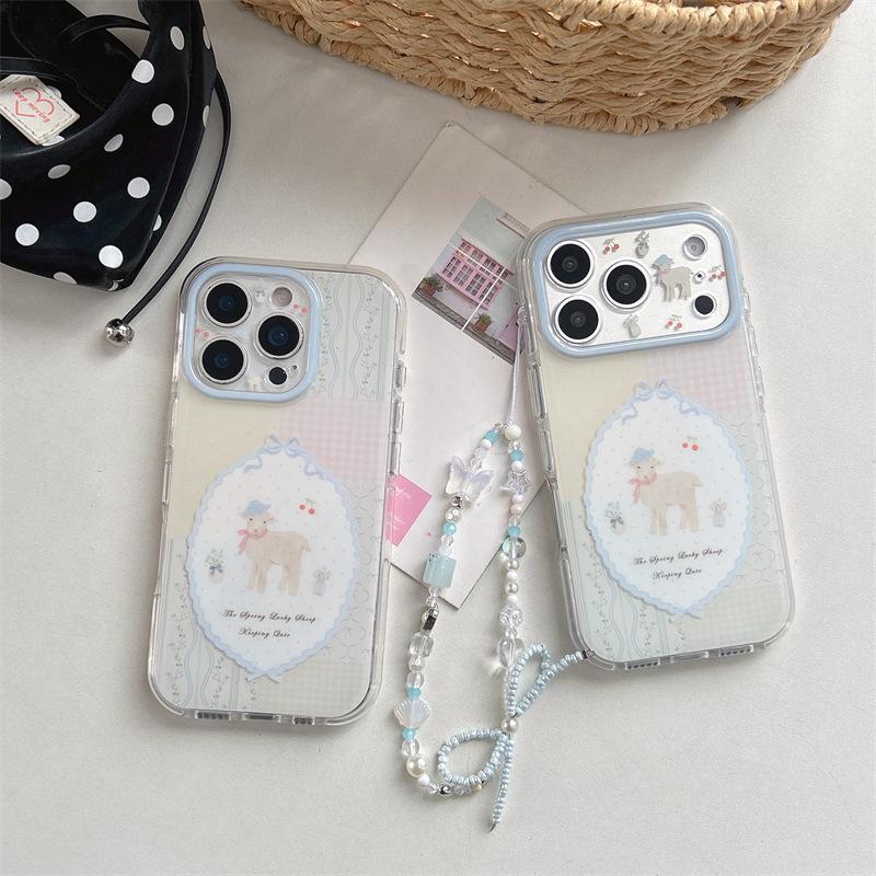 Korean Style Lace Sheep iPhone Case for Models 14-17 Pro Max