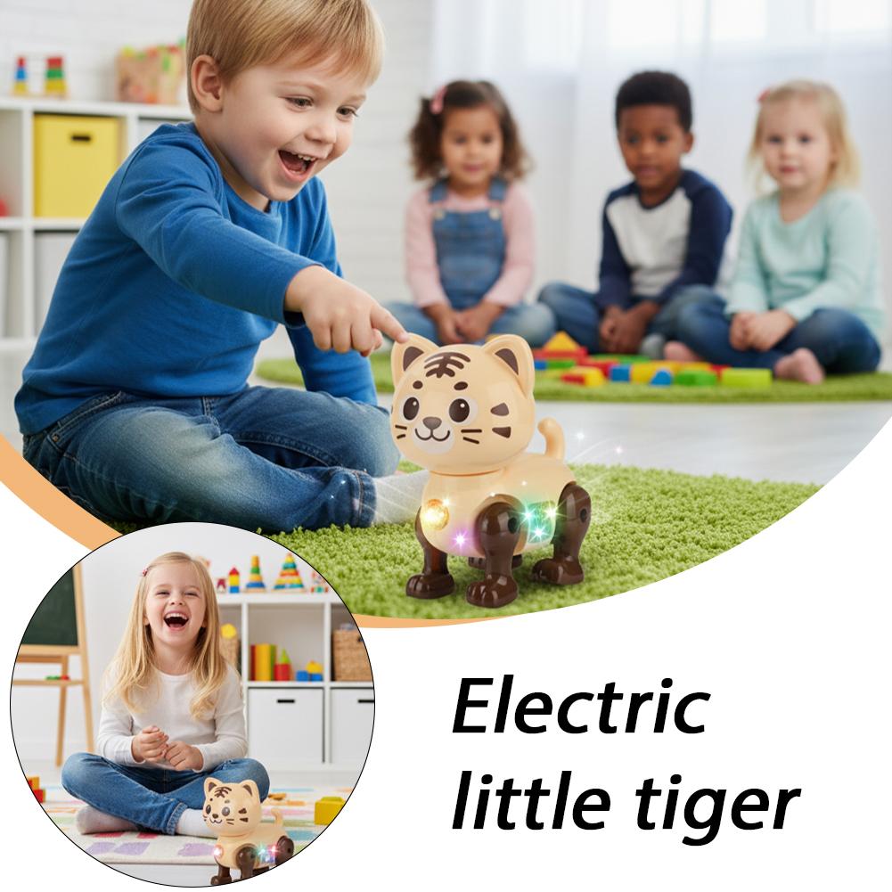 Elektronisches Haustier für Kinder Musikspielzeug Cartoon Elektrisches Vokalspielzeug Tiger Spielzeug Mit Ton Blitz Beleuchtung Singen Tanzen für Mädchen Jungen Geschenk
