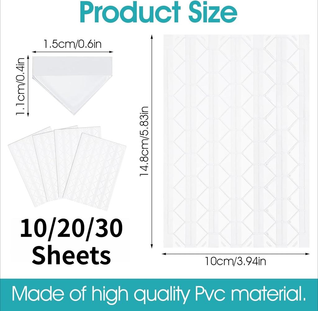 10/20/30 PCS Self-Adhesive Photo Corners – Clear Acid-Free Removable Hold for Scrapbooks, Journals & Memory Albums