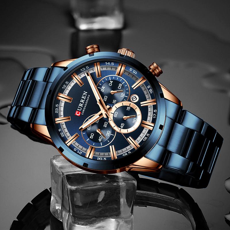 CURREN8355 Men Watch Luxury Sports Quartz Mens Watches Full Steel Waterproof Chronograph Wristwatch Men Relogio Masculino