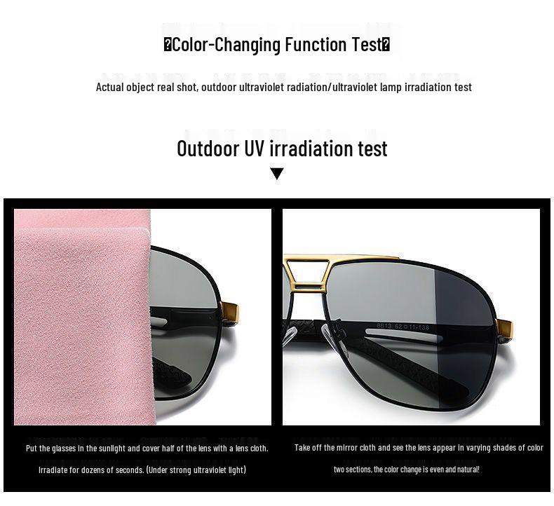 Men's Day & Night Anti-Glare Color-Changing Polarized Sunglasses for Fishing & Driving