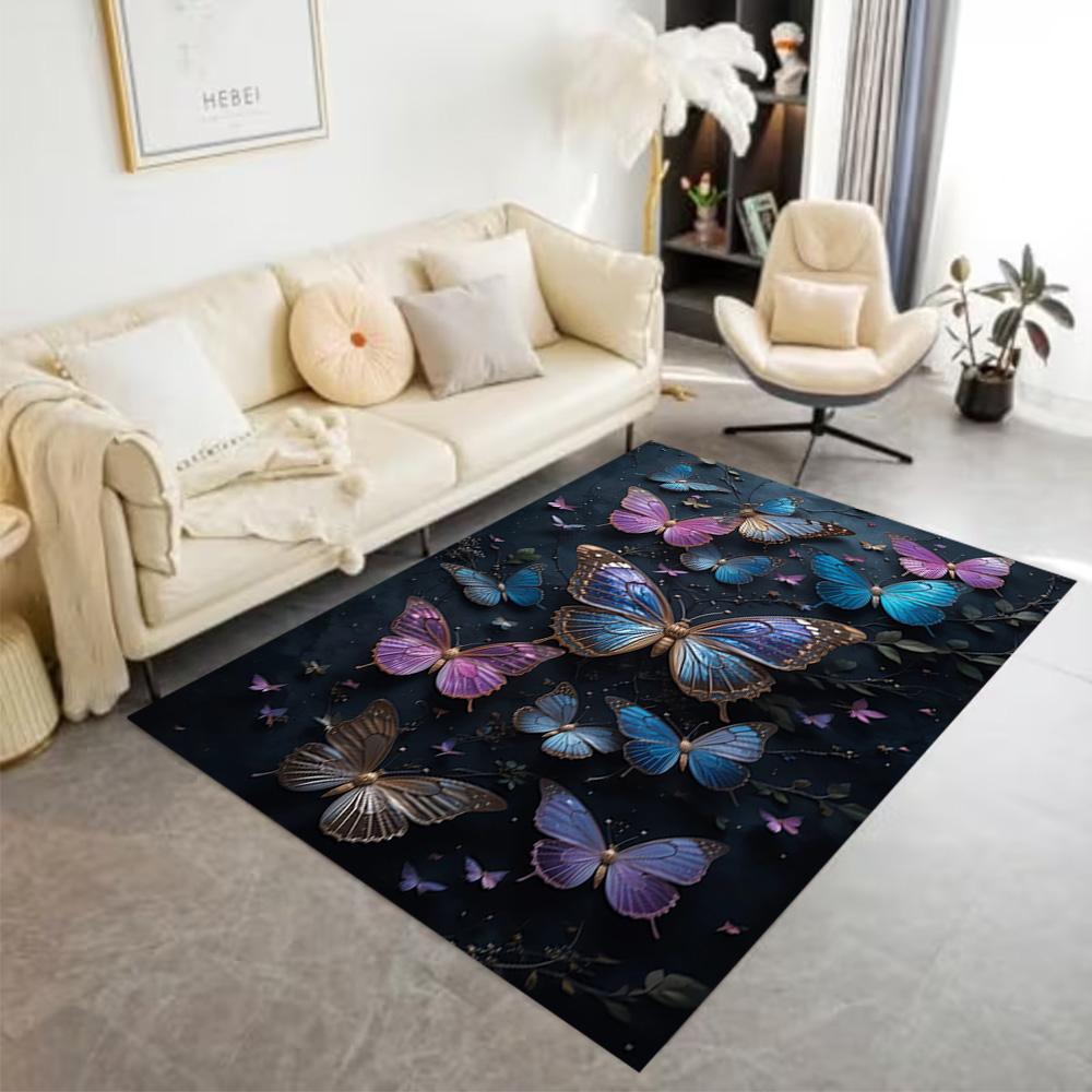 1pc Butterfly Design Home Carpet Non-slip Office Decor Gift Living Room Bedroom