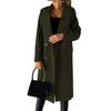 Women Thermal Woolen Overcoat Mid Length Double Breasted Turn Down Collar Solid Color Long Sleeved Jacket for Commuting Dating Spring Fall and Winter