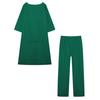 New Women's Cotton Linen Fashion Casual Plus Size Irregular Long Sleeve Set Wide Leg Pants Two Piece Outfit